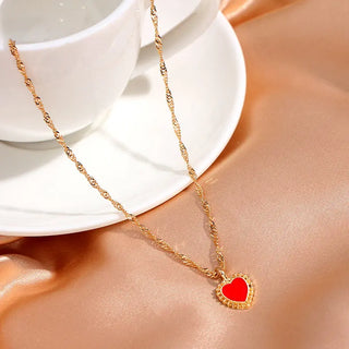 Flatfoosie Fashion Charm Heart-shaped Pendant Necklace For Women Gold Color Twisted Chain Necklace Jewelry Friendship Gifts ALODIA STORE