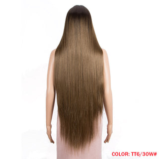 38 inch Straight Hair Synthetic Lace Front Wigs For Women High Temperature Fiber Ombre Blonde Highlight Cosplay Wig FASHION IDOL ALODIA STORE