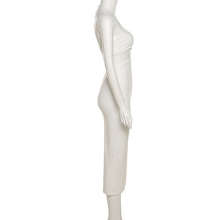 Cryptographic 2023 Summer Spaghetti Strap Halter Sexy Backless Maxi Dress Elegant Bandage Sleeveless Club Party Dresses Bodycon ALODIA STORE