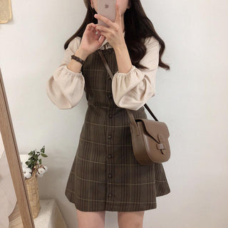 Plaid Button Shirt Dress ALODIA STORE