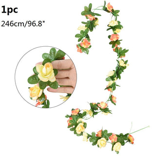 Wisteria Artificial Flower Vine Ivy Leaf Garland Silk Rose Flowers Rattan String Vine Wedding Arch Flower Home Garden Decoration ALODIA STORE