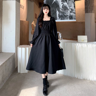 QWEEK Vintage Black Dress Women French Elegant ALODIA STORE
