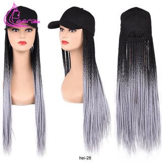 Box Braids Baseball Cap Wig 24inch Long Synthetic Braid Wigs Hat with Braiding Hair Extensions For Black Women Adjustable Size ALODIA STORE