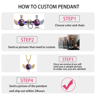 D&amp;Z Custom Made Photo Rotating double-sided Medallions Pendant Micro Paved CZ Round Pendant Collier For Men Women Accessories ALODIA STORE
