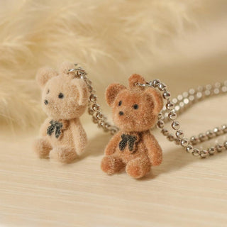 Cute Plush Bear Pendant Necklace for Girls Women Korean Fashion Bear Long Sweater Neck Chain Necklaces Collar Jewelry ALODIA STORE