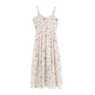 Spaghetti Strap Women French Elegant Vintage Floral Dress sweat ALODIA STORE