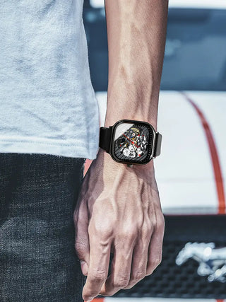 AILANG Men's Watch Top Brand Luxury Watch Men's Mechanical Silicone Strap Waterproof Watch Men's Hollow Reloj Hombre 2020 New ALODIA STORE
