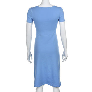 Summer Dress Women Square Collar Ruched Korean ALODIA STORE