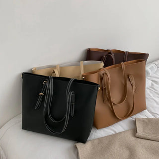 2pcs/Set PU Leather Handbag Women Large Capacity Casual Shoulder bags