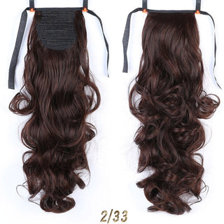 Allaosify Long Straight Clip In Hair Fake Hair Ponytail Hairpiece With Hairpins Synthetic Hair Pony Tail Brown Hair Extensions ALODIA STORE