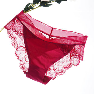3Pcs/Lot Lace Panties Sets Ice Silk Seamless Underwear Female Transparent  Briefs Mid-Rise Lady Panty Woman Lingerie ALODIA STORE