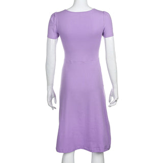 Summer Dress Women Square Collar Ruched Korean ALODIA STORE