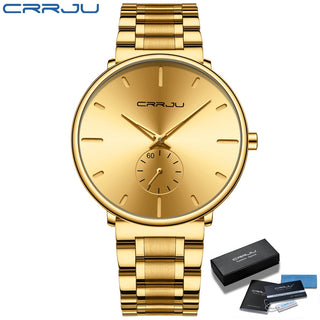 CRRJU Mens Watches Stainless Steel Men's Wrist Watch Casual Luxury Waterproof Sport Watch for Men Quartz Watch Relogio Masculino ALODIA STORE