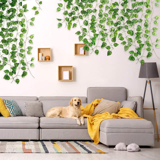 2.4M Silk Artificial Ivy Rattan Leaf Garland Plant Vine Home Wedding Bathroom Decoration Garden Festival Party Decor fake flower ALODIA STORE