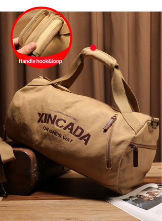 Male Large Capacity Canvas Travel Bags Men Fitness Sports Training Handbag With Shoes Pocket Black Khaki Shoulder Bag XA32M ALODIA STORE