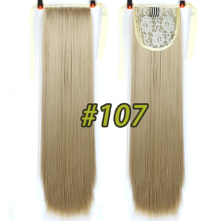 Allaosify Long Straight Clip In Hair Fake Hair Ponytail Hairpiece With Hairpins Synthetic Hair Pony Tail Brown Hair Extensions ALODIA STORE