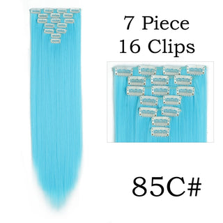 24Inchs 16 Clips in Hair Extensions Long Straight Hairstyle Synthetic Blonde Black Hairpieces Heat Resistant False Hair ALODIA STORE