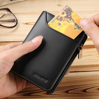 WILLIAMPOLO Coin Purses Genuine Leather Men Wallet With Card Holder Short Purse Zipper Wallets Casual Standard Wallets PL293 ALODIA STORE
