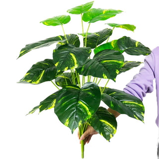75cm 24Fork Fake Plants Large Artificial Monstera Tree Branch Plastic Tropical Palm False Turtle Leaf For Home Garden Room Decor ALODIA STORE