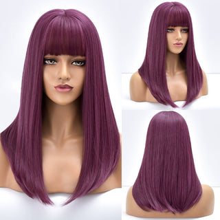 Blonde Ombre Long Straight Gold Synthetic Wig With Bangs For Black White Women Heat Resistant Fiber Daily Hair Cosplay Wigs ALODIA STORE
