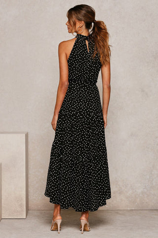 Summer Long Dress Polka Dot Casual Dresses Black Sexy Halter Strapless New 2023 ALODIA STORE