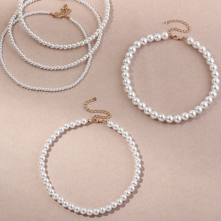 Vintage Style Simple 6MM Pearl Chain Choker Necklace For Women Wedding Love Shell Pendant Necklace Fashion Jewelry Wholesale ALODIA STORE