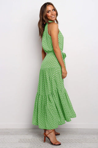 Summer Long Dress Polka Dot Casual Dresses Black Sexy Halter Strapless New 2023 ALODIA STORE
