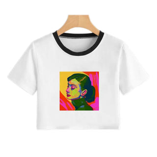 Summer Fashion Harajuku Sexy Tank Crop Top White Femme Clothes Women Cute Flower Season Girl Printed Croptop Short Sleeve ALODIA STORE