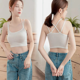 black crop top women summer sexy backless sleeveless spaghetti strap top women club party cami basic  top femme croptop tank top ALODIA STORE