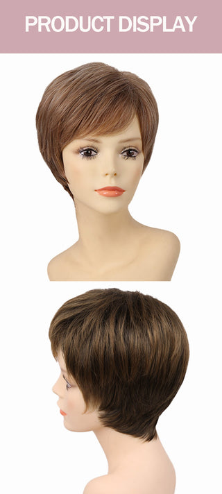 Amir Synthetic Brown Wig Short blonde Wigs Natural Wave Haircut Puffy Straight Hair Wigs for American Africa Women ALODIA STORE