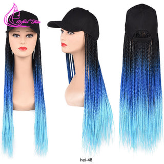 Box Braids Baseball Cap Wig 24inch Long Synthetic Braid Wigs Hat with Braiding Hair Extensions For Black Women Adjustable Size ALODIA STORE