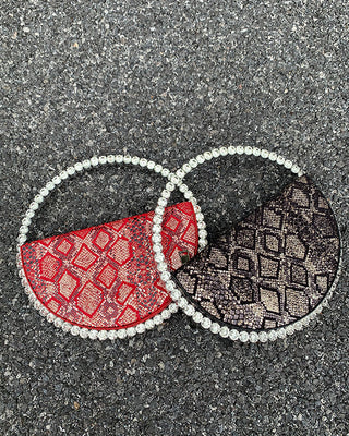 Luxury Colored Diamond Half Moon Women Purses and Handbags Evening Bag Serpentine Designer Party Clutch Bag Chic Wedding Bag ALODIA STORE