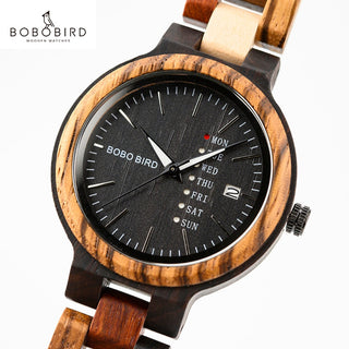 BOBO BIRD Luxury Wood Couple Watches for Men Watch Auto Date Man Watch for Women Handmade Quartz Wristwatch Relogio Masculino ALODIA STORE