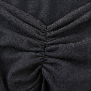 Summer Dress Women Square Collar Ruched Korean ALODIA STORE