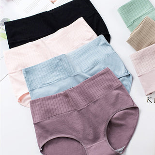 Cotton  Underwear Panties High Waist Briefs Solid Color Breathable Underpants Seamless Soft Lingerie Girls Fashion Briefs ALODIA STORE
