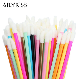 Disposable Lip Brushes 50pcs Eyelash Cleaning Makeup Removing Tools Lipstick Lip Gloss Mascara Wands Set Cosmetic Applicator ALODIA STORE