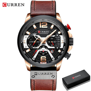 CURREN Casual Sport Watches for Men Top Brand Luxury Military Leather Wrist Watch Man Clock Fashion Chronograph Wristwatch ALODIA STORE