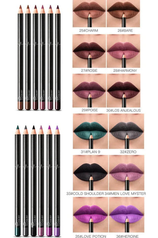6 12Pcs/Set Waterproof Pencil Lipstick Set Pen Matte Lip Liner Long Lasting Makeup Pens Easy to Wear Non-stick Cup карандаш для ALODIA STORE