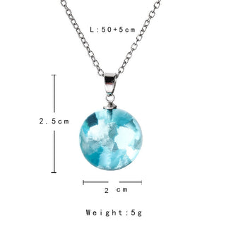 Chic Transparent Resin Rould Ball Moon Pendant Necklace Women Blue Sky White Cloud Chain Necklace Fashion Jewelry Gifts for Girl ALODIA STORE