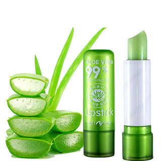 1pcs  Aloe Vera Lipstick Color Changing Lip Balm Lasting Moisturizing Moisturizing Waterproof Temperature Change Lip Balm ALODIA STORE