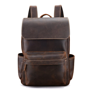 Genuine leather cow skin men large backpack outdoor travel backpack high quality ALODIA STORE