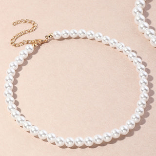 Vintage Style Simple 6MM Pearl Chain Choker Necklace For Women Wedding Love Shell Pendant Necklace Fashion Jewelry Wholesale ALODIA STORE
