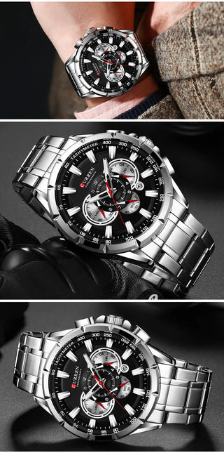 Curren Men’s Watches Top Brand Luxury Chronograph Quartz Men Watch Waterproof Sport Wrist Watch Men Stainless Steel Male Clock ALODIA STORE