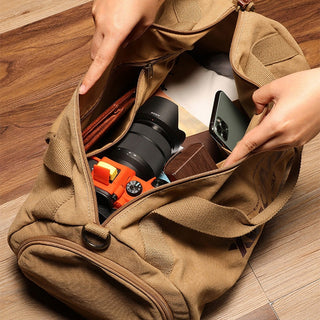 Male Large Capacity Canvas Travel Bags Men Fitness Sports Training Handbag With Shoes Pocket Black Khaki Shoulder Bag XA32M ALODIA STORE