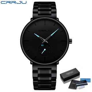 CRRJU Mens Watches Stainless Steel Men's Wrist Watch Casual Luxury Waterproof Sport Watch for Men Quartz Watch Relogio Masculino ALODIA STORE