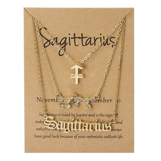 3Pcs/set 12 Zodiac Sign Necklace For Women 12 Constellation Pendant Chain Choker Birthday Jewelry With Cardboard Card ALODIA STORE