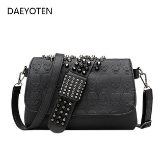 DAEYOTEN Skull Rivets Shoulder Bag Female Black ALODIA STORE