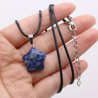 40cm Natural Five-pointed Star Shape Agates Tiger Eye Clear Quartzs Stone Pendant Necklace for Women Jewelry Gift Size 20x20mm ALODIA STORE