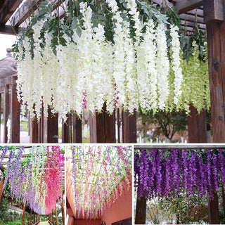 12Pcs Wisteria Artificial Flower Rattan Wreath Arch Wedding Home Garden Office Decoration pendant Plant Wall Decoration ALODIA STORE