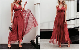 BerryGo Strap striped mesh lace split women dress Sexy deep v neck backless maxi dress Autumn winter long party dress vestidos ALODIA STORE